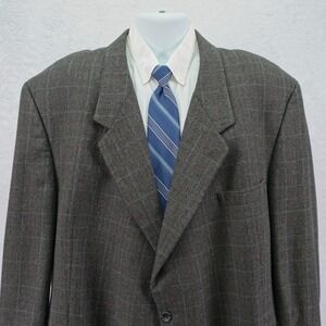 S. Cohen Wool Tweed Sport Coat Green Blue W/ Red Green Orange Windowpane 56R